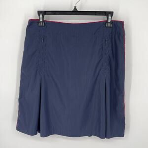 Nike Golf Navy Skirt Women Sz 8 Pinstripe A-Line Pleats Zip Pockets Liner Shorts